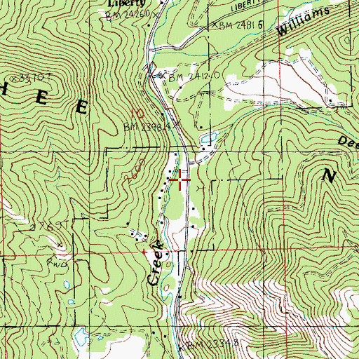 Topographic Map of Old Placer Mine, WA