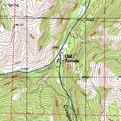 Topographic Map of Old Toroda, WA