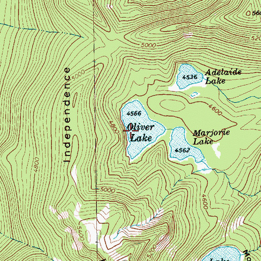 Topographic Map of Oliver Lake, WA
