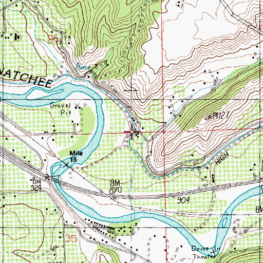 Topographic Map of Ollala Canyon, WA