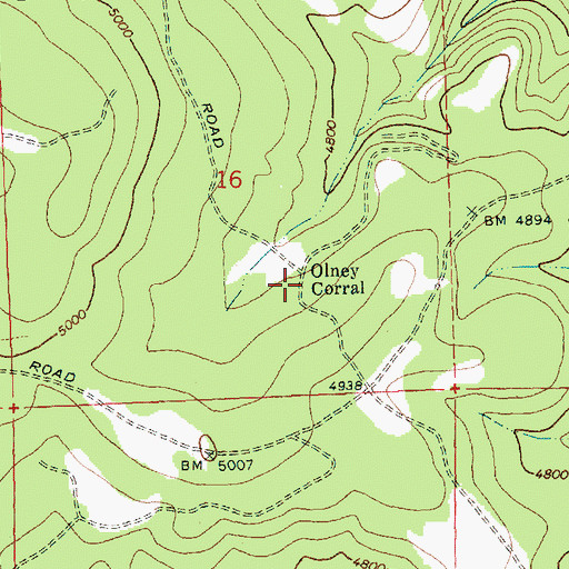 Topographic Map of Olney Corral, WA