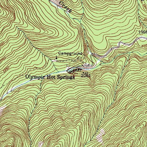 Topographic Map of Olympic Hot Springs, WA