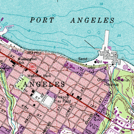 Topographic Map of Olympic Medical Center, WA