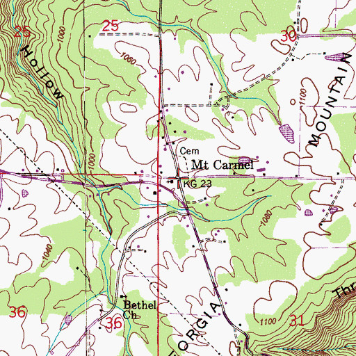 Topographic Map of Mount Carmel, AL