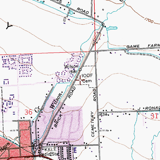 Topographic Map of Independent Order of Odd Fellows Cemetery, WA