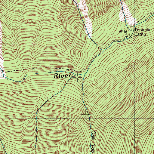 Topographic Map of One Too Many Creek, WA