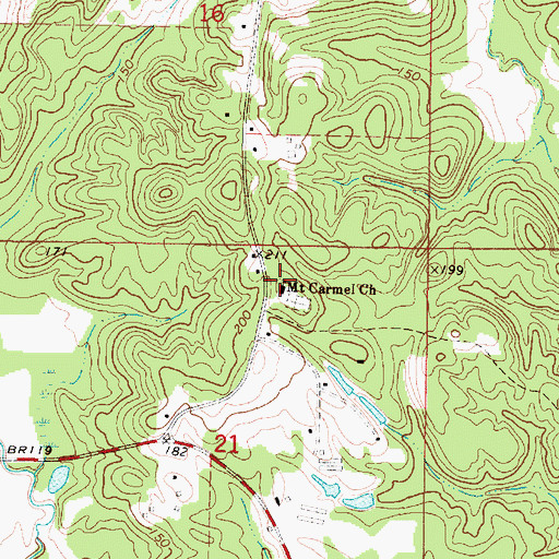 Topographic Map of Mount Carmel Methodist Church, AL