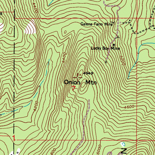 Topographic Map of Onion Mountain, WA