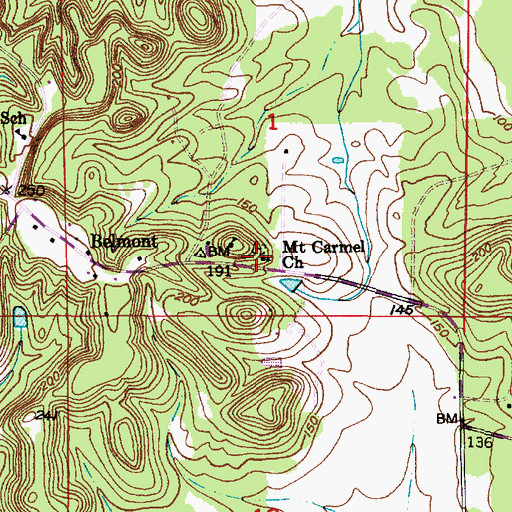 Topographic Map of Mount Carmel Church, AL