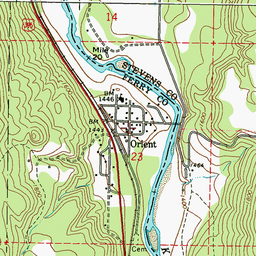 Topographic Map of Orient, WA