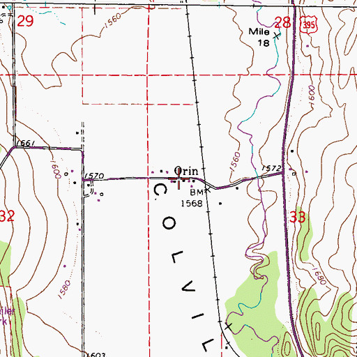 Topographic Map of Orin, WA