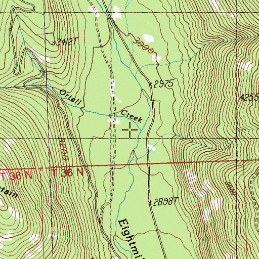 Topographic Map of Ortell Creek, WA
