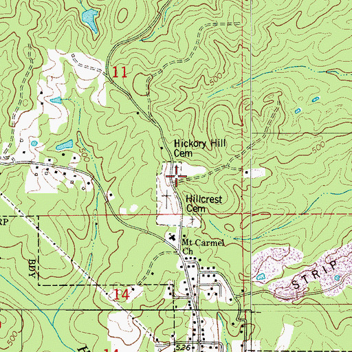 Topographic Map of Mount Carmel Baptist Church, AL