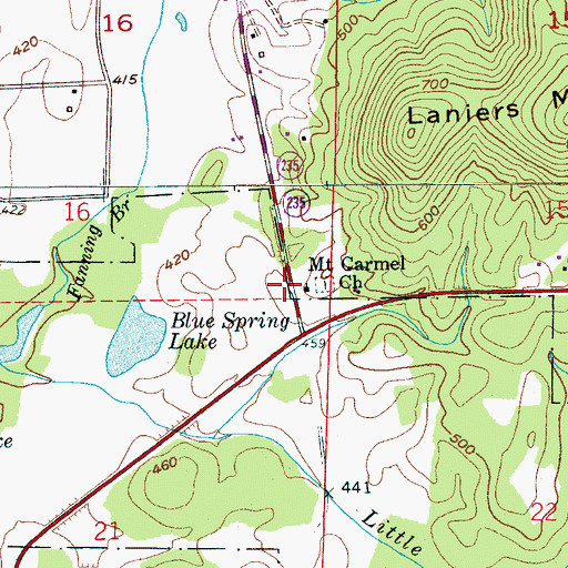Topographic Map of Mount Carmel Baptist Church, AL