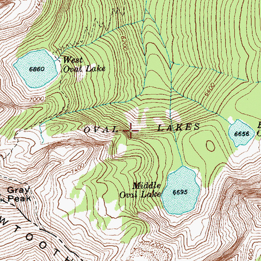 Topographic Map of Oval Lakes, WA