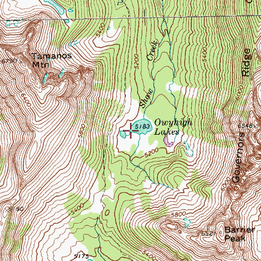 Topographic Map of Owhigh Lakes, WA