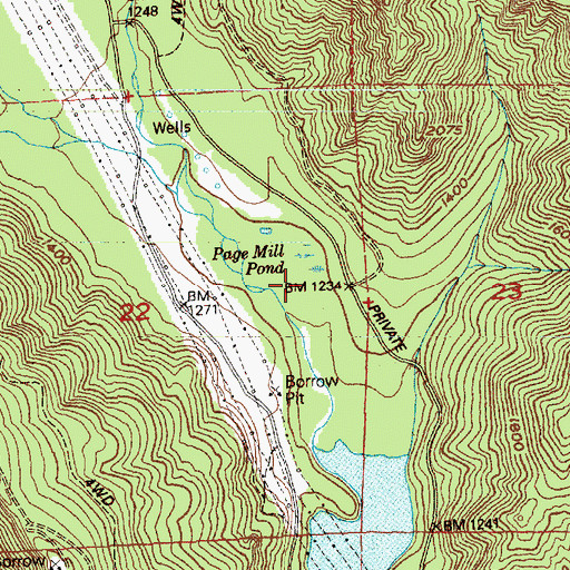 Topographic Map of Page Mill Pond, WA