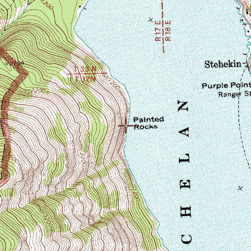 Topographic Map of Painted Rocks, WA