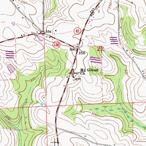 Topographic Map of Mount Gilead Baptist Church, AL