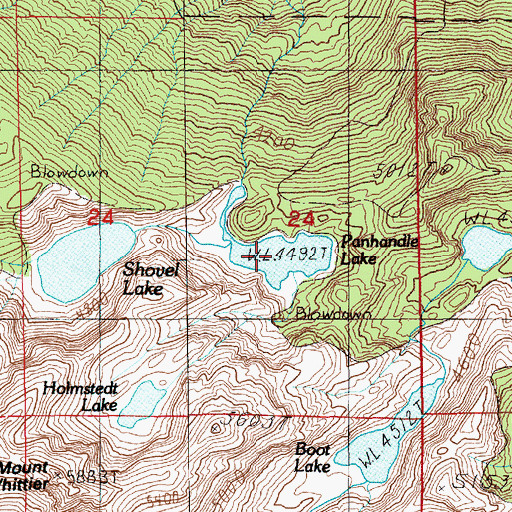 Topographic Map of Panhandle Lake, WA
