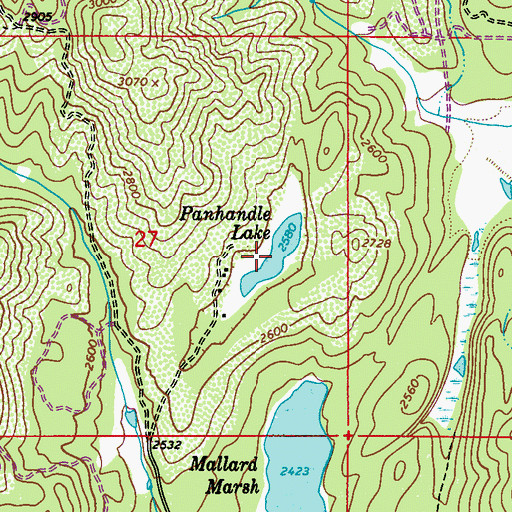 Topographic Map of Panhandle Lake, WA