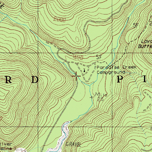 Topographic Map of Paradise Creek Campground, WA