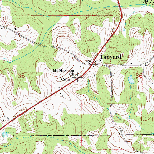 Topographic Map of Mount Harmon Baptist Church, AL