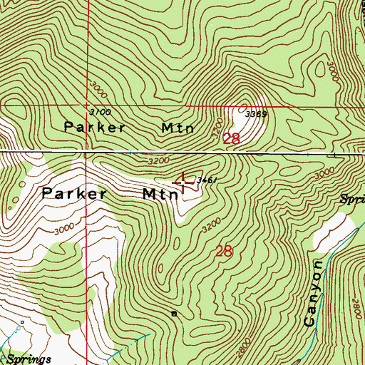 Topographic Map of Parker Mountain, WA
