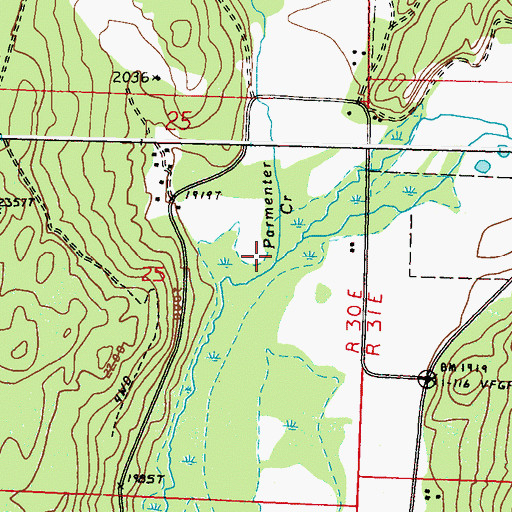 Topographic Map of Parmenter Creek, WA