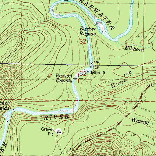Topographic Map of Parson Rapids, WA