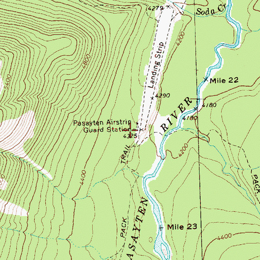 Topographic Map of Pasayten Airstrip Guard Station, WA