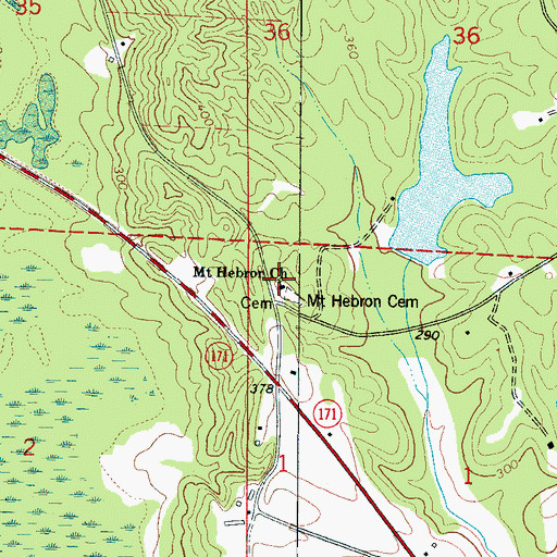 Topographic Map of Mount Hebron Baptist Church, AL
