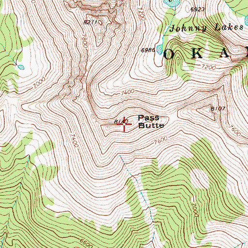 Topographic Map of Pass Butte, WA