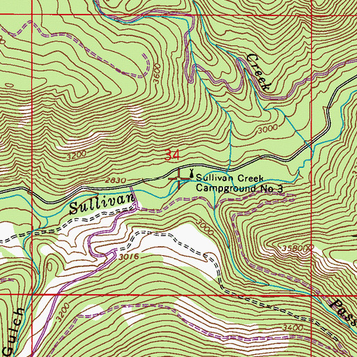 Topographic Map of Pass Creek, WA