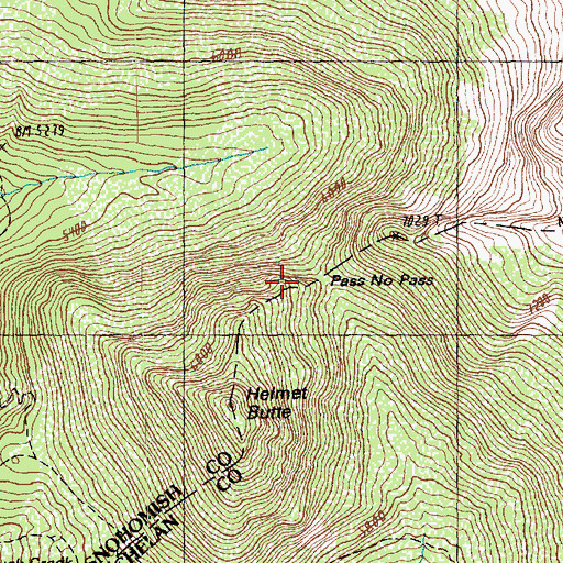 Topographic Map of Pass No Pass, WA