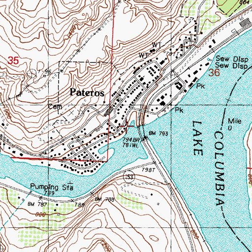 Topographic Map of Pateros, WA