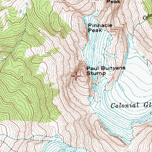 Topographic Map of Paul Bunyans Stump, WA