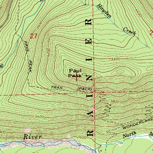 Topographic Map of Paul Peak, WA