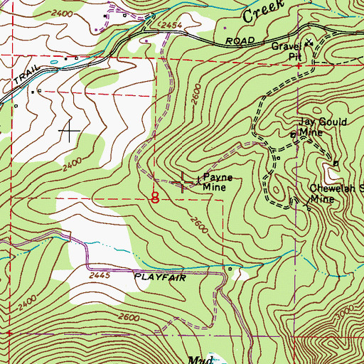 Topographic Map of Payne Mine, WA