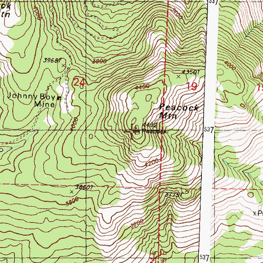 Topographic Map of Peacock Mountain, WA