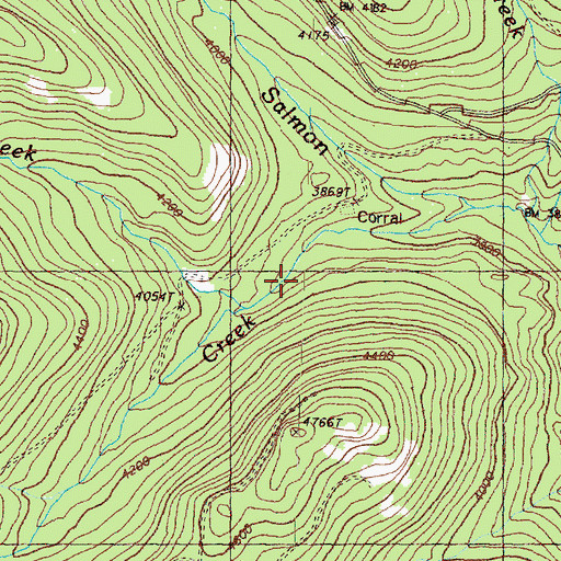 Topographic Map of Peak Creek, WA