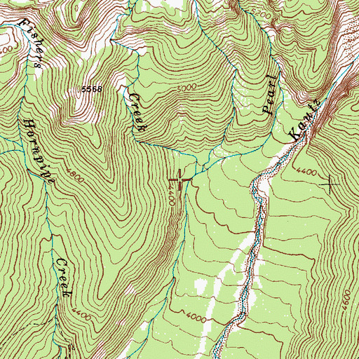 Topographic Map of Pearl Creek, WA