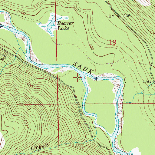 Topographic Map of Peek-a-boo Creek, WA
