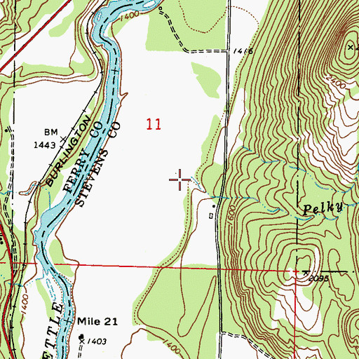 Topographic Map of Pelky Creek, WA