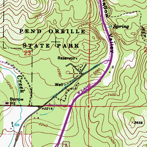 Topographic Map of Pend Oreille State Park, WA