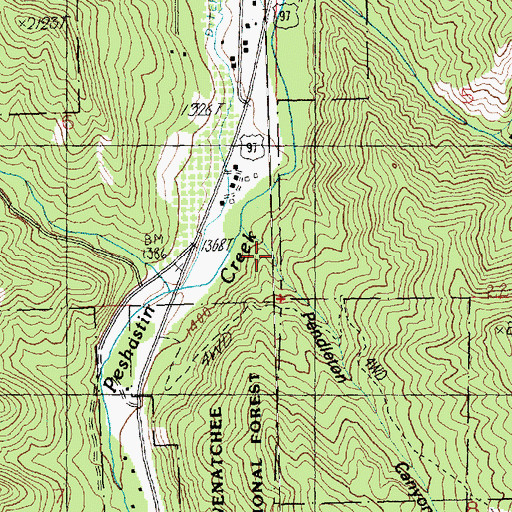 Topographic Map of Pendleton Canyon, WA