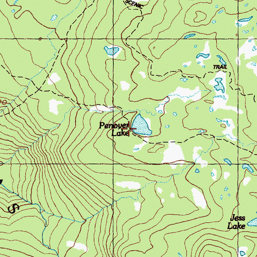 Topographic Map of Penoyer Lake, WA