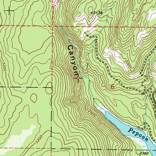 Topographic Map of Pepoon Canyon, WA