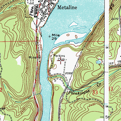 Topographic Map of Perkins Family Cemetery, WA