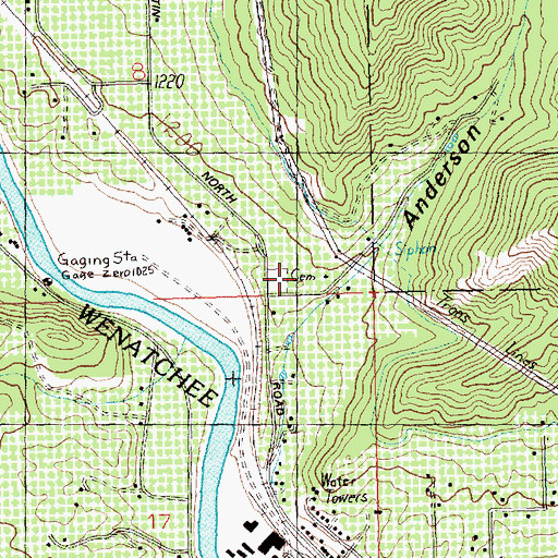 Topographic Map of Peshastin Cemetery, WA